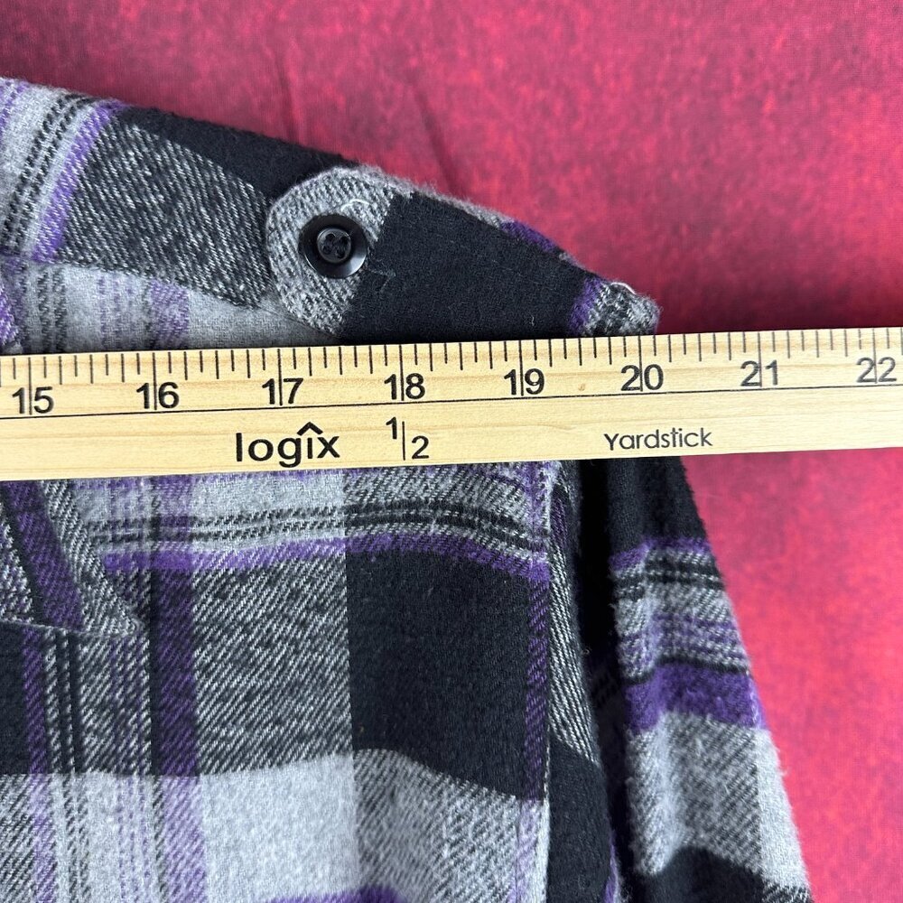 MONTAGE PLAID FLANNEL  MEN'S SHIRT BUTTON DOWN LONG SLEEVE BLACK/GRAY/PURPLE XL - Picture 8 of 11